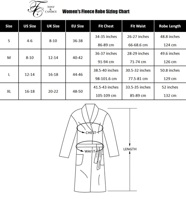 Women's Plush Fleece Robe, Warm Long Bathrobe-Navy Blue (Ship to US Address ONLY)