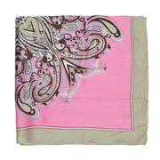 Women's 100% Silk Square Scarf with Graphic Print, 33*33 Inch (pink luxury pattern)