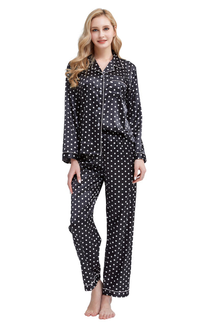 Black and white polka dot pajamas clearance