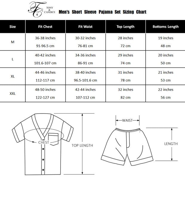 Men's Silk Satin V-Neck Pajama Set Short Sleeve-Burgundy