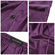Men's Satin Boxer Briefs, Sleep Shorts Underwear (Pack of 4)-Navy/Golden+Gray+Purple+Burgundy with Black Diamonds