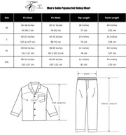 Men's Silk Satin Pajama Set Long Sleeve-Brown With Graphic Patterns