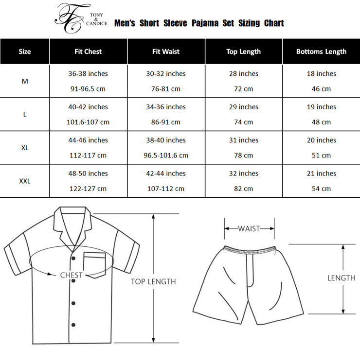 Men's Silk Satin Pajama Set Short Sleeve-Gray