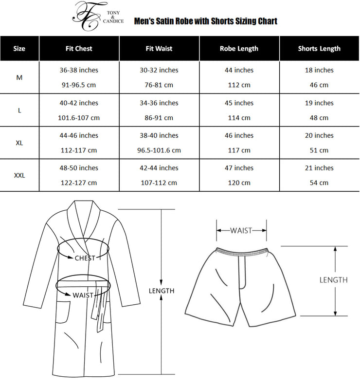 Men's Satin Long Sleeve Robe with Shorts Set-Coffee