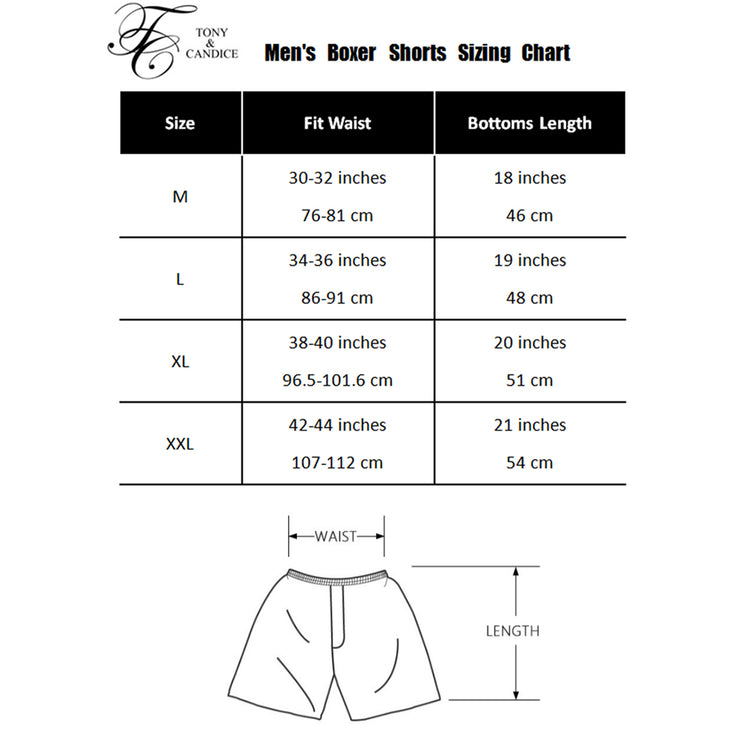 Men's Satin Boxers Shorts Underwear Pack of 3-Navy Blue Polka Dots+Black+Chestnut