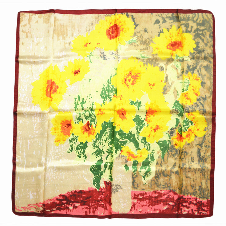 Women's 100% Silk Square Scarf with Graphic Print, 33*33 Inch (Van Gogh's sunflower oil painting)