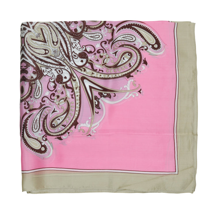 Women's 100% Silk Square Scarf with Graphic Print, 33*33 Inch (pink luxury pattern)