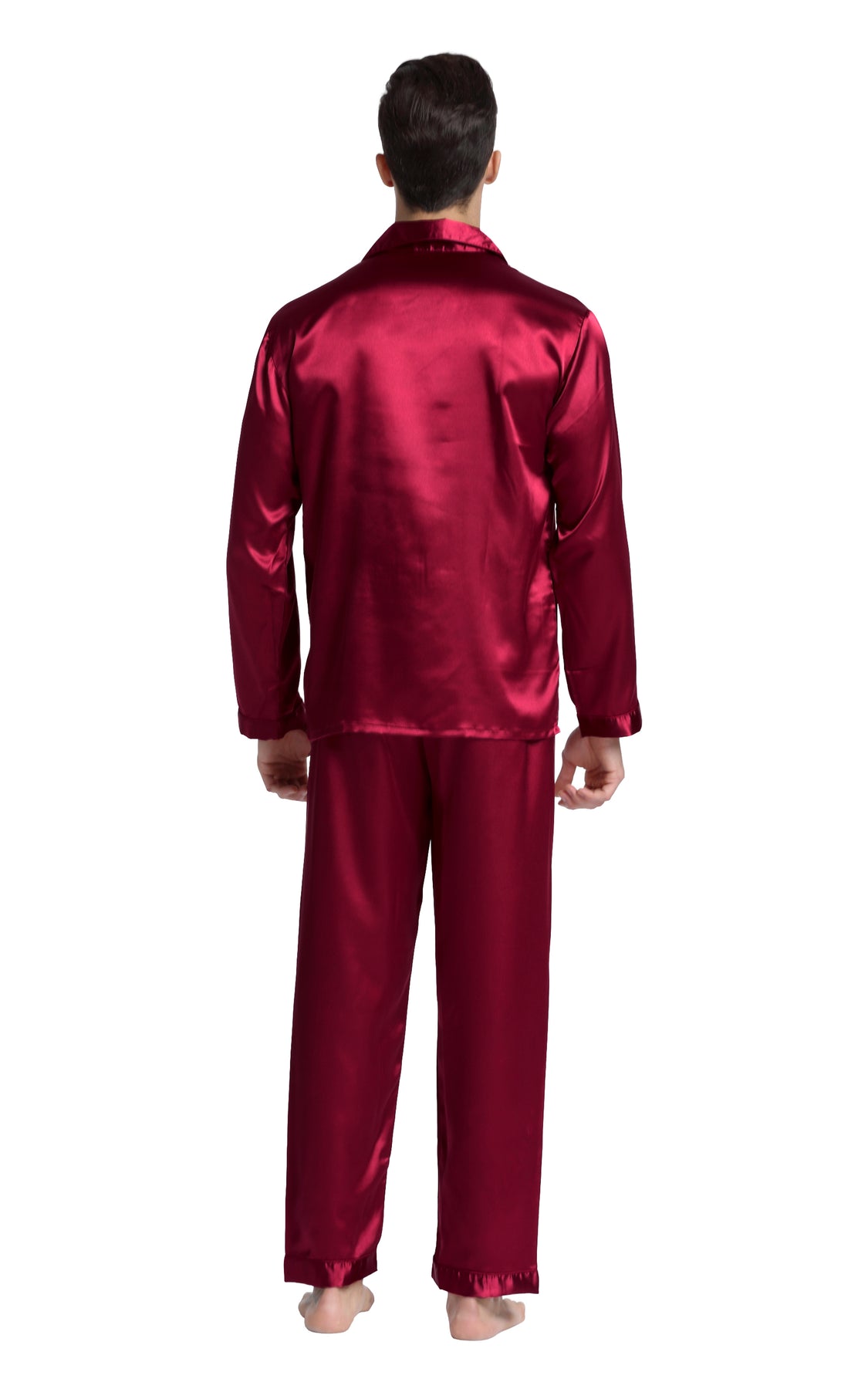 Men's Silk Satin Pajama Set Long SleeveBurgundy Tony & Candice