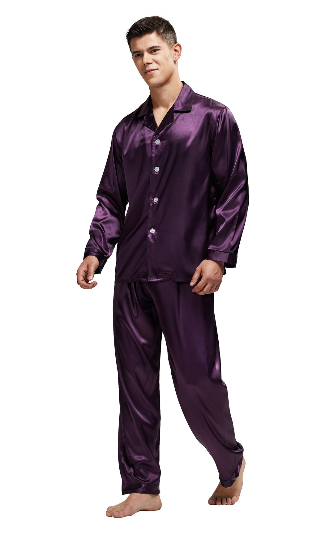 Silk purple pajamas discount