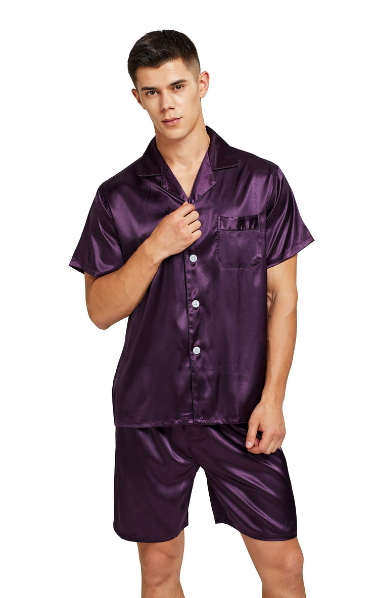 Short Silk Pajama Set for Men