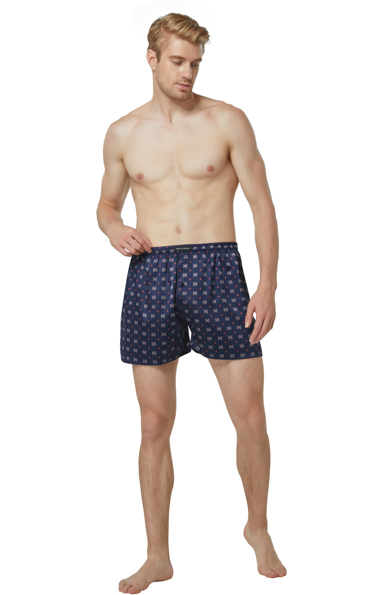 Men's Satin Boxers Shorts Underwear Pack of 2-Navy Blue+Gray – Tony &  Candice