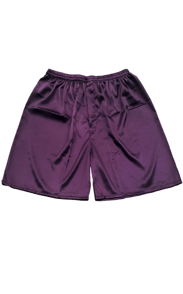 Men's Satin Boxers Shorts Underwear Pack of 2-Black+Purple