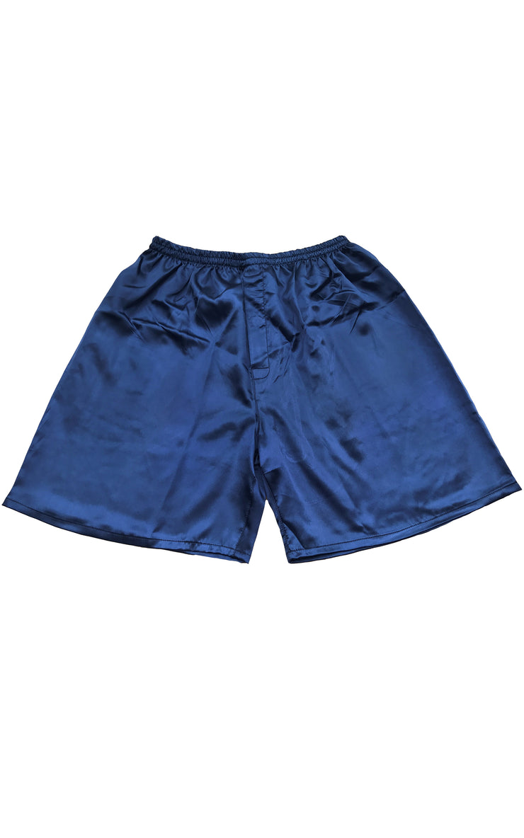 Men's Satin Boxers Shorts Underwear Pack of 2-Navy Blue+Gray