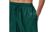 Men's Satin Pajama Pants, Long PJ Bottoms-Deep Green