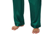 Men's Satin Pajama Pants, Long PJ Bottoms-Deep Green