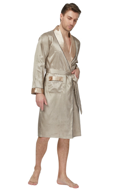 Men's Satin Long Sleeve Robe with Shorts Set-Coffee – Tony & Candice