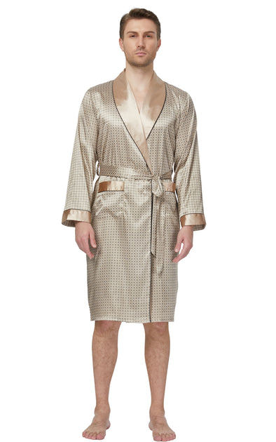 Men's Satin Long Sleeve Robe with Shorts Set-Coffee – Tony & Candice