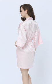 Women's Satin Short Kimono Robes-Light Pink