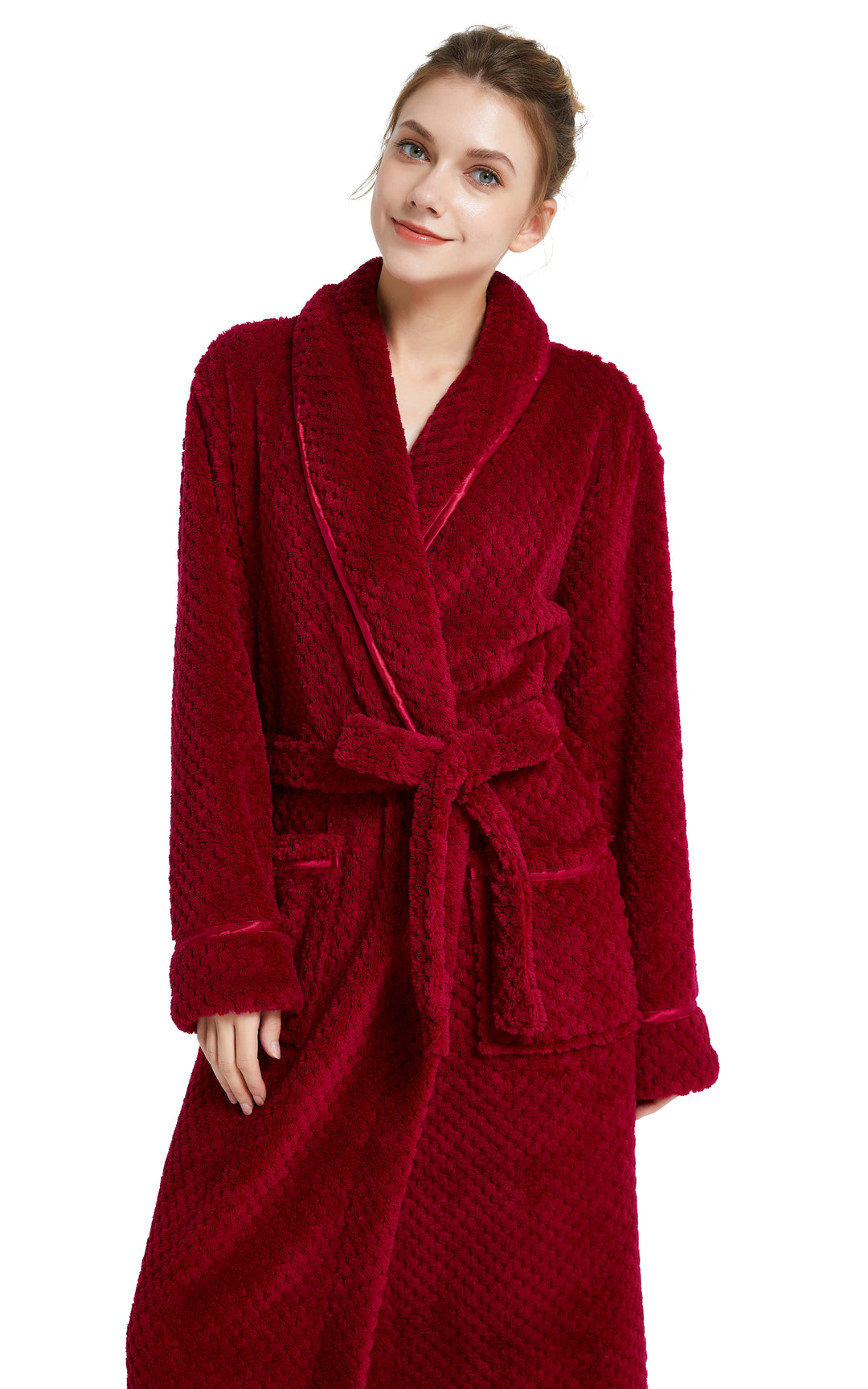Women's Plush Fleece Robe, Warm Long Bathrobe-Burgundy (Ship to US Add –  Tony & Candice