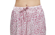 Women's Silk Satin Pajama Set Long Sleeve-Pink Leopard Print